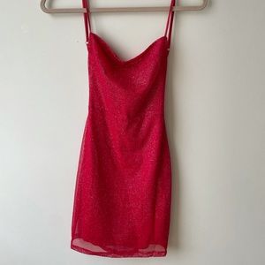 Red shimmering dress with glitter size XS